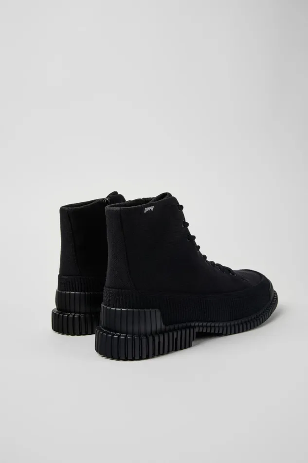 Men Pix TENCEL Black Lace Up Boot Camper Ankle Boots