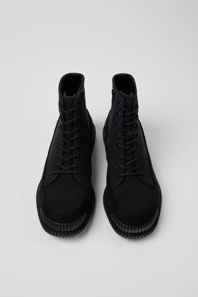 Men Pix TENCEL Black Lace Up Boot Camper Ankle Boots