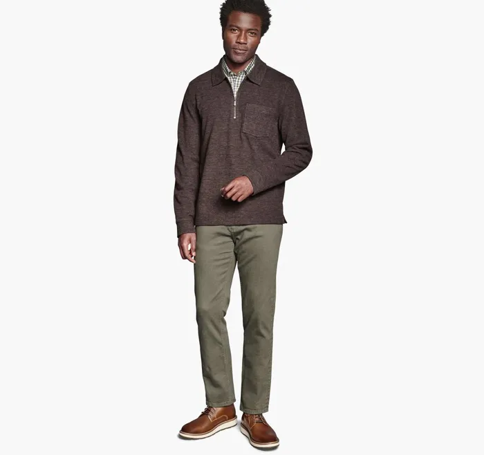 Men Point Collar QuarterZip Brown JohnstonandMurphy Sweaters and Knits Men Point Collar QuarterZip Brown JohnstonandMurphy Sweaters and Knits