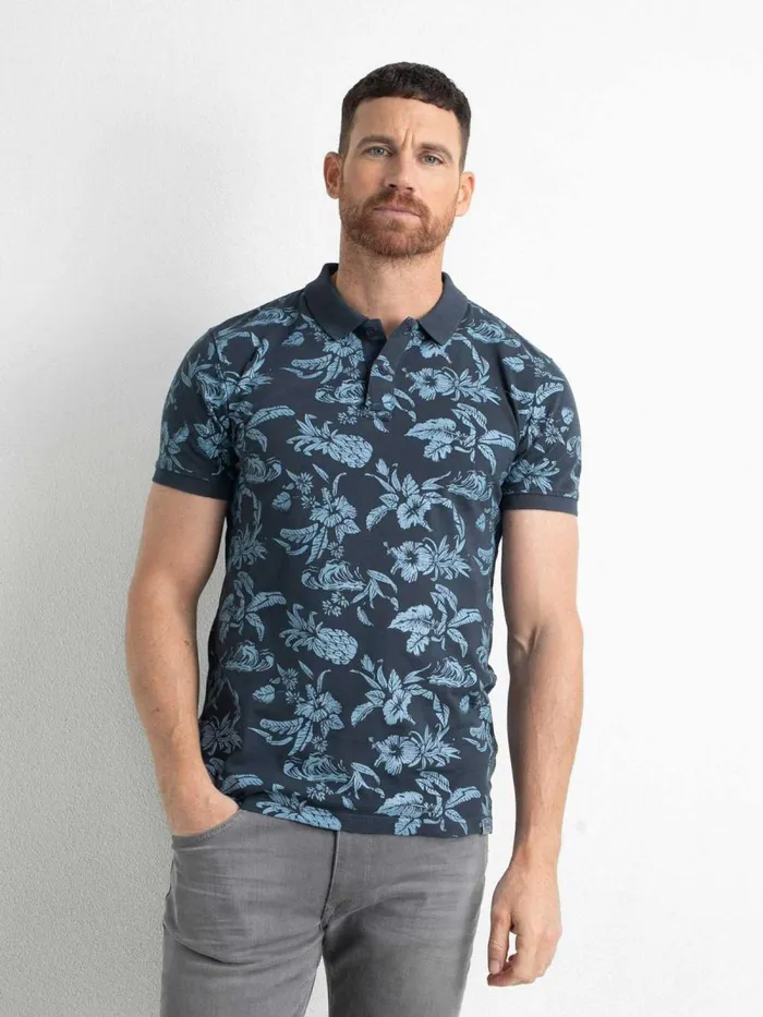 Men Polo Shirts Petrol Industries Botanical Polo Shirt Raven Grey