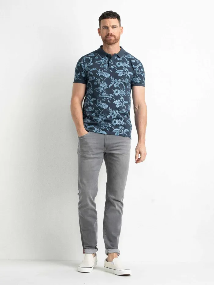 Men Polo Shirts Petrol Industries Botanical Polo Shirt Raven Grey