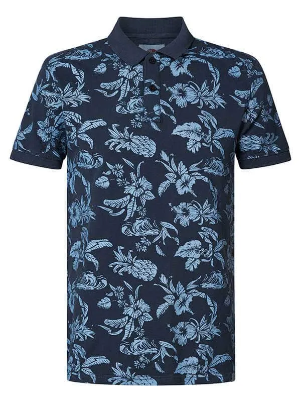 Men Polo Shirts Petrol Industries Botanical Polo Shirt Raven Grey
