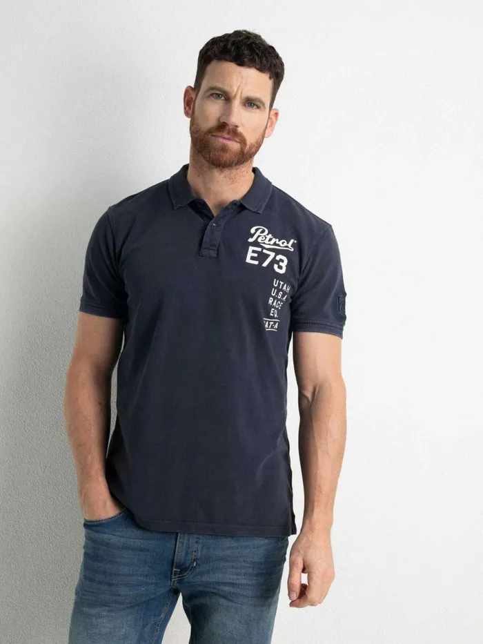 Men Polo Shirts Petrol Industries VintageLook Polo Shirt Midnight Navy