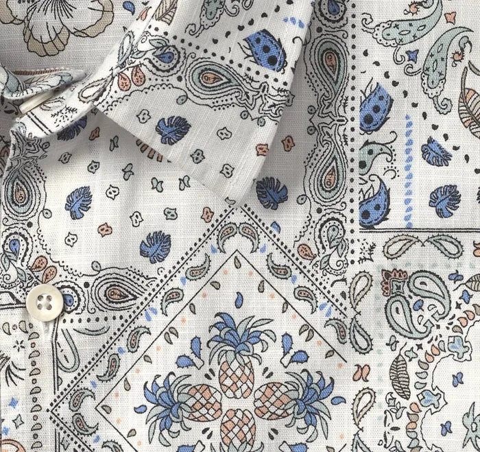 Men Print Camp Shirt White Multi Bandana JohnstonandMurphy ShortSleeve Shirts Men Print Camp Shirt White Multi Bandana JohnstonandMurphy ShortSleeve Shirts