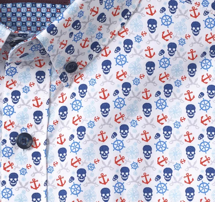 Men Printed Cotton ShortSleeve Shirt Blue Pirate JohnstonandMurphy ShortSleeve Shirts Men Printed Cotton ShortSleeve Shirt Blue Pirate JohnstonandMurphy ShortSleeve Shirts