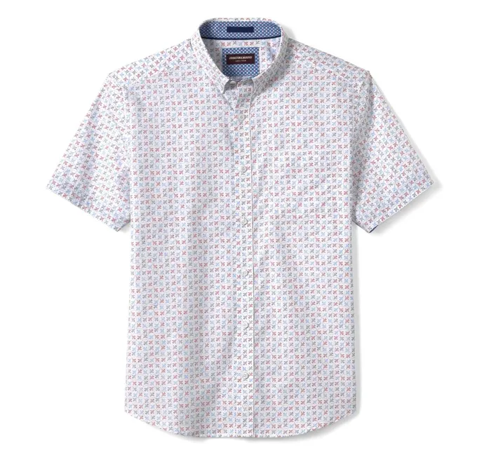 Men Printed Cotton ShortSleeve Shirt White Flying Airplane JohnstonandMurphy ShortSleeve Shirts Men Printed Cotton ShortSleeve Shirt White Flying Airplane JohnstonandMurphy ShortSleeve Shirts
