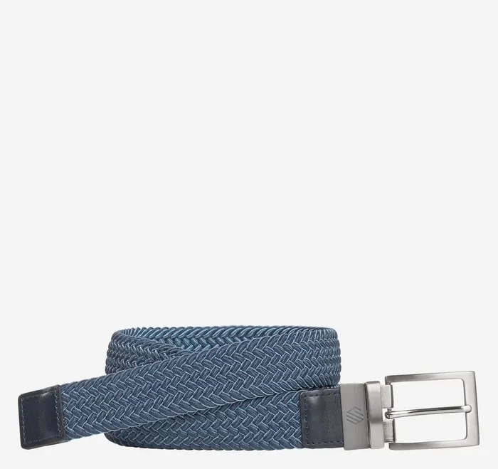 Men Reversible StretchWoven Belt Navyblue JohnstonandMurphy Belts