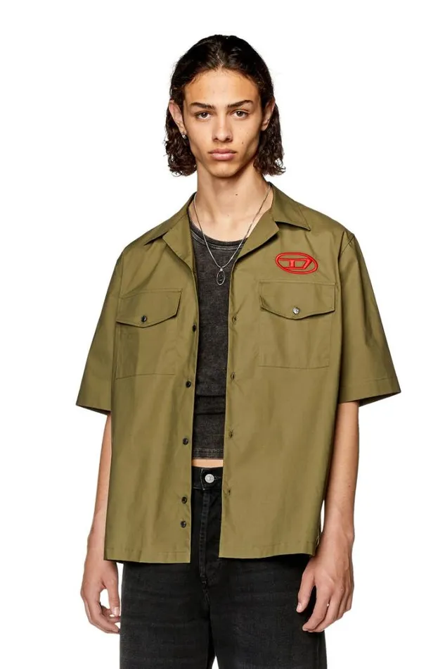 Men SMac22B Military Green Diesel Shirts Men SMac22B Military Green Diesel Shirts
