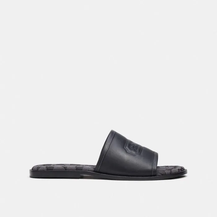 Men Sandals and Slides Coach Sandal With Signature Jacquard Black