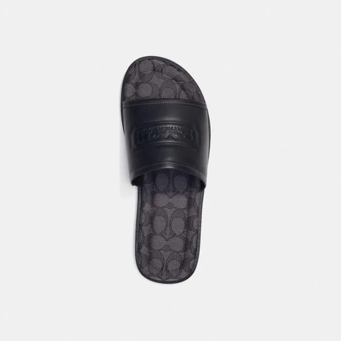 Men Sandals and Slides Coach Sandal With Signature Jacquard Black