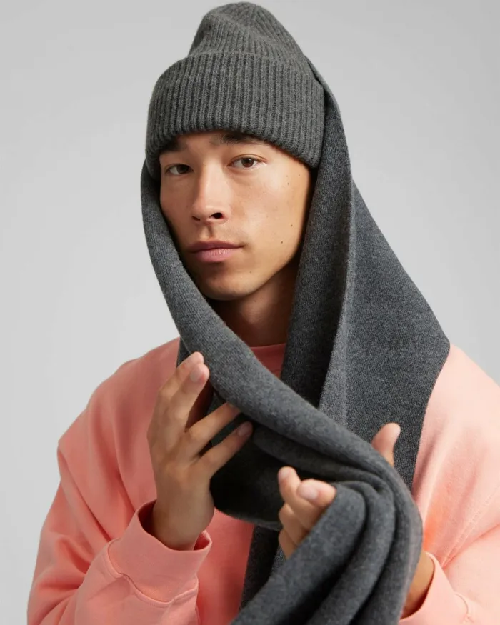 Men Scarves Colorful Standard Merino Wool Scarf Limestone Grey
