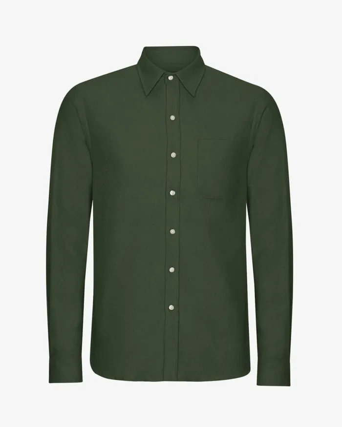 Men Shirts Colorful Standard Organic Flannel Shirt Hunter Green