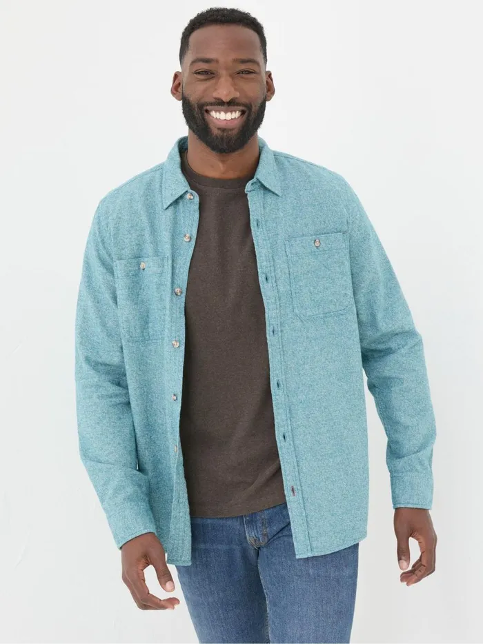 Men Shirts Fat Face Green Long Sleeve Malton Shirt