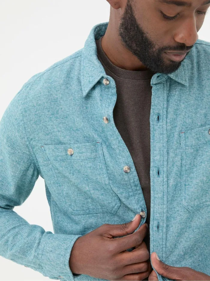 Men Shirts Fat Face Green Long Sleeve Malton Shirt