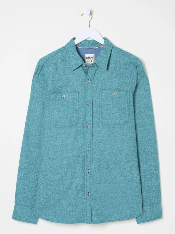 Men Shirts Fat Face Green Long Sleeve Malton Shirt