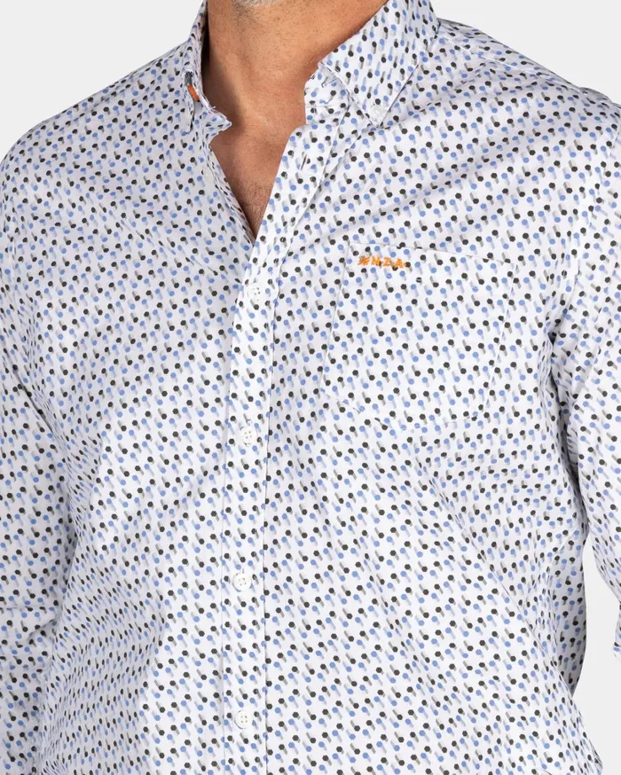 Men Shirts NZA New Zealand Auckland Printed Cotton Shirt 8211 Ecru