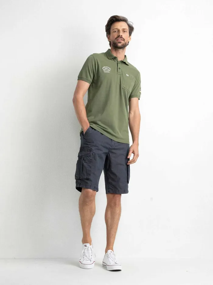 Men Shorts Petrol Industries Checked Cargo Shorts Midnight Navy