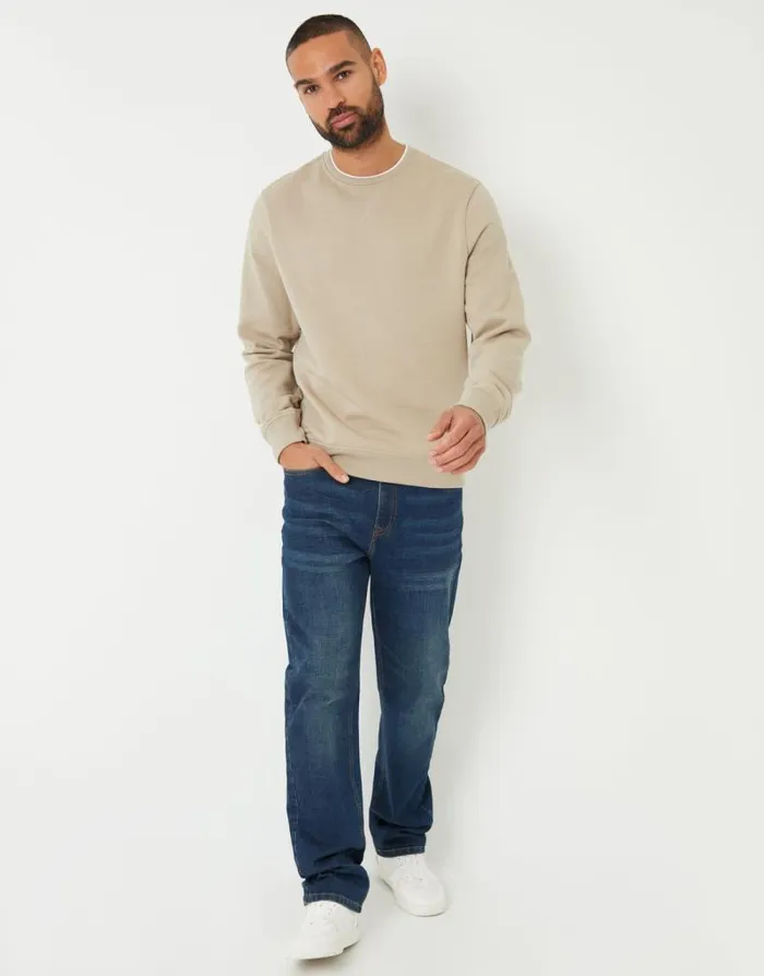 Men Stone Mock TShirt Crew Neck Sweatshirt Threadbare Sweatshirts