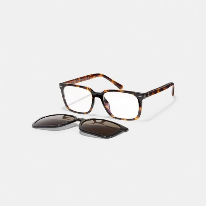 Men Sunglasses Coach Magnetic Clip On Square Sunglasses Dark Tortoiseblack