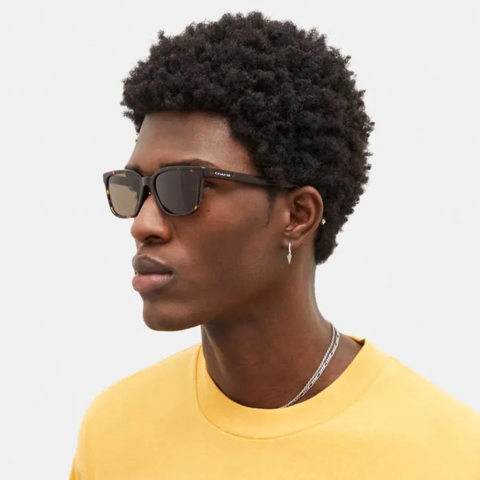 Men Sunglasses Coach Signature Workmark Square Sunglasses Dark Tortoise