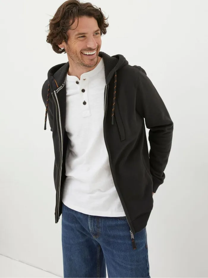 Men Sweatshirts and Hoodies Fat Face Brooke Black ZipUp Hoodie