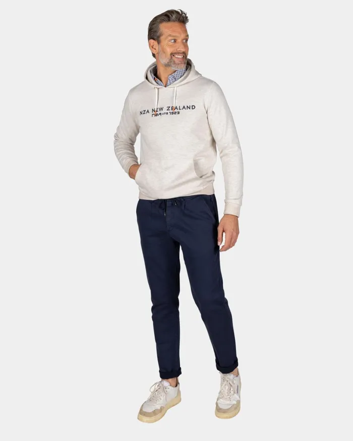 Men Sweatshirts NZA New Zealand Auckland Ecru Hoodie With Chest Text 8211 Powder Sand Men Sweatshirts NZA New Zealand Auckland Ecru Hoodie With Chest Text 8211 Powder Sand