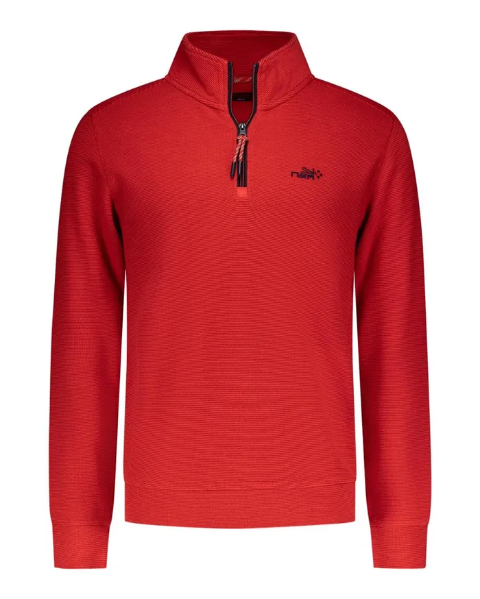 Men Sweatshirts NZA New Zealand Auckland Sporty Red Sweater With HalfZip 8211 Reef Red Men Sweatshirts NZA New Zealand Auckland Sporty Red Sweater With HalfZip 8211 Reef Red