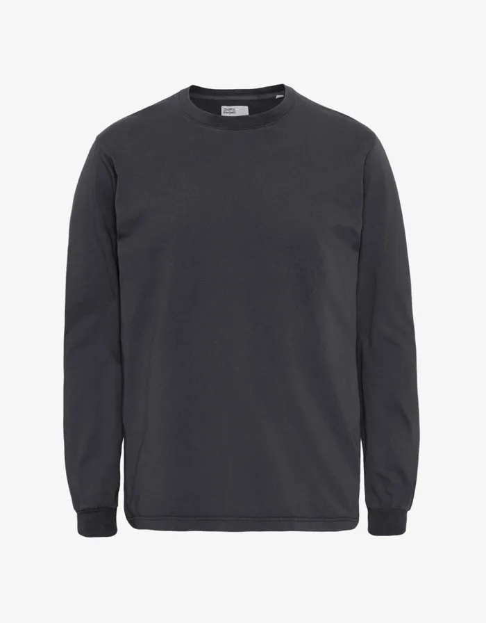 Men TShirts Colorful Standard Oversized Organic LS TShirt Lava Grey