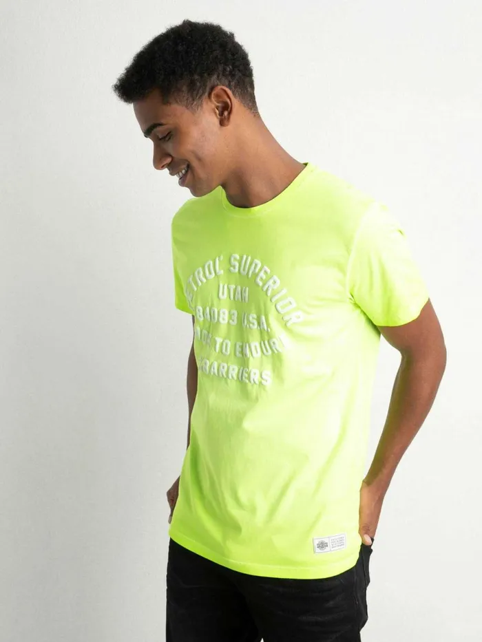 Men TShirts Petrol Industries Summery TShirt Safety Yellow