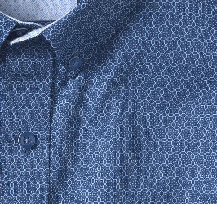 Men Textured Cotton ShortSleeve Shirt Navy Linked Flower JohnstonandMurphy ShortSleeve Shirts Men Textured Cotton ShortSleeve Shirt Navy Linked Flower JohnstonandMurphy ShortSleeve Shirts