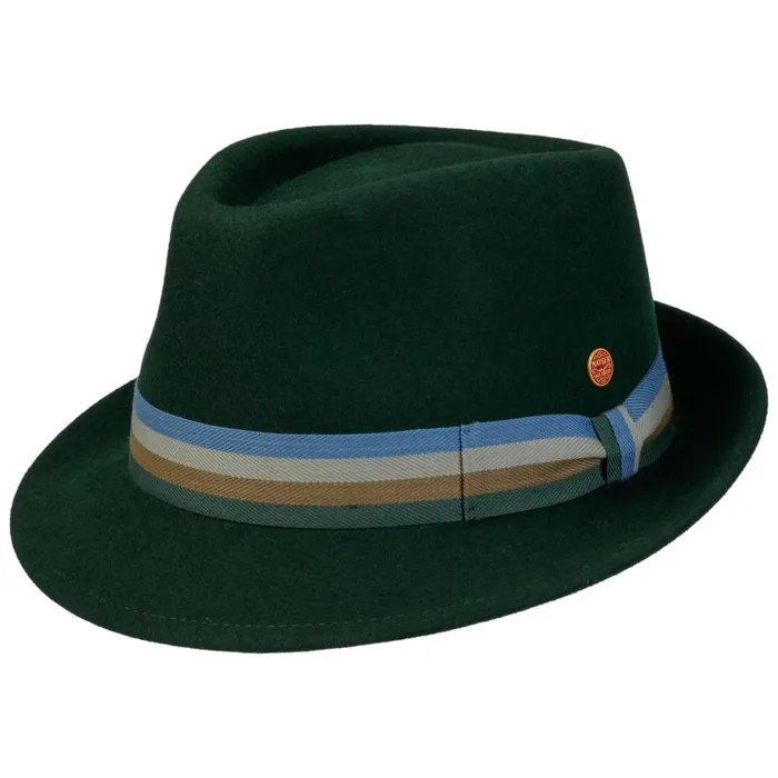 Men Trilby Hats Mayser Four Color Band Trilby Wool Hat Dark Green