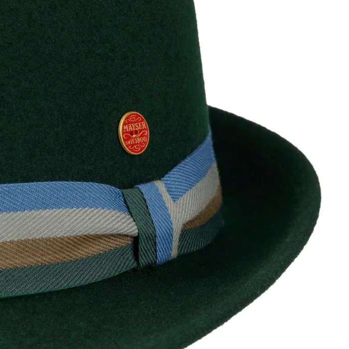 Men Trilby Hats Mayser Four Color Band Trilby Wool Hat Dark Green