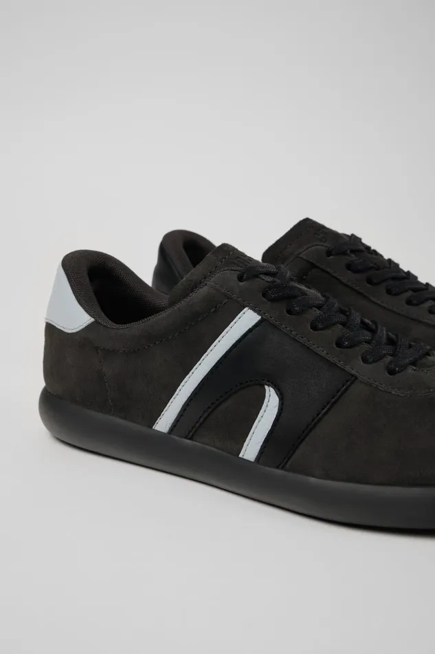Men Twins Grayblack NubuckLeather Sneaker Camper Sneakers
