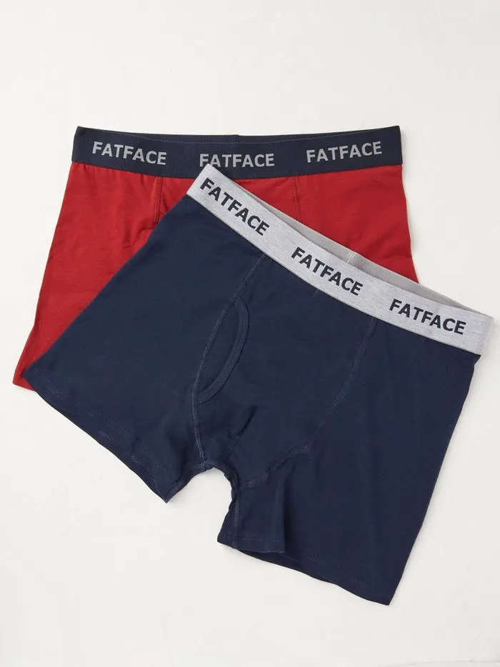 Men Underwear Fat Face Red Plain Boxers 2 Pack