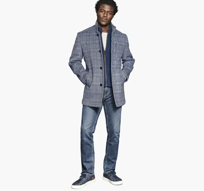 Men Upton Car Coat Navy Plaid JohnstonandMurphy Coats Jackets and Vests Men Upton Car Coat Navy Plaid JohnstonandMurphy Coats Jackets and Vests