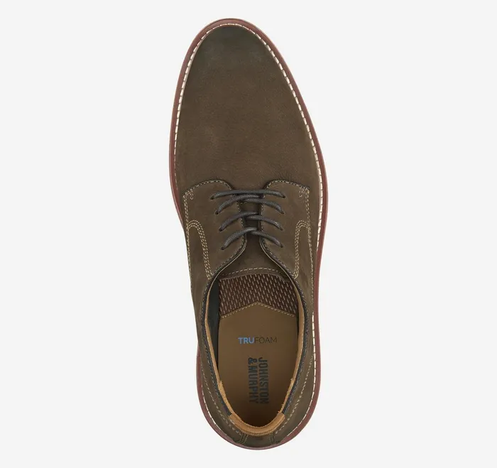 Men Upton Plain Toe Dark Brown Nubuck JohnstonandMurphy LaceUps Men Upton Plain Toe Dark Brown Nubuck JohnstonandMurphy LaceUps