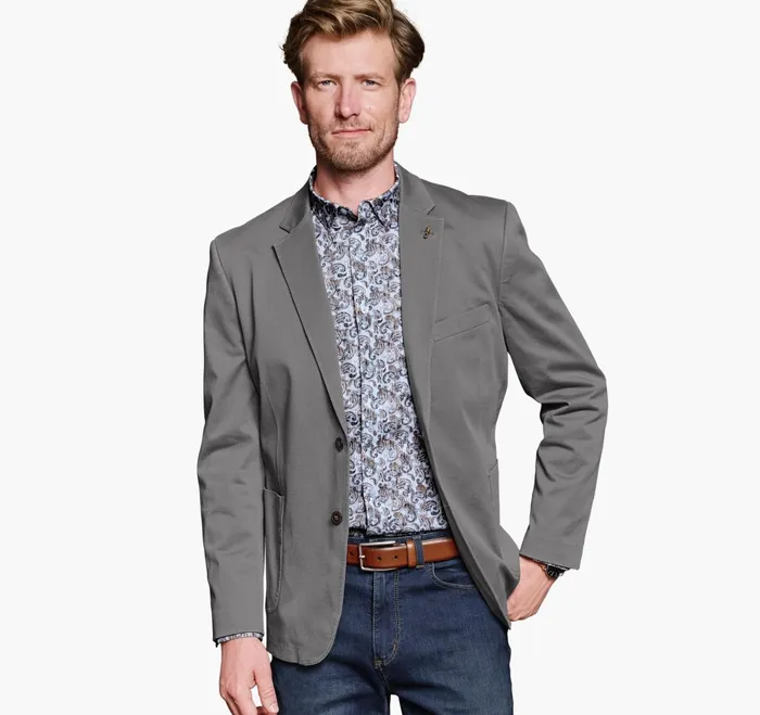 Men Washed Cotton Blazer Grey JohnstonandMurphy Blazers