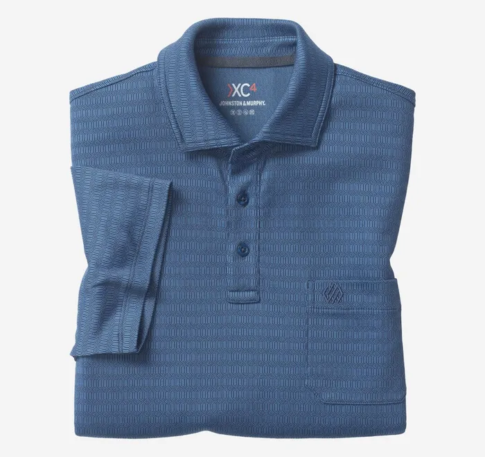 Men Xc4 Jacquard Performance Polo Navyblue Geo JohnstonandMurphy Polos and Tees Men Xc4 Jacquard Performance Polo Navyblue Geo JohnstonandMurphy Polos and Tees