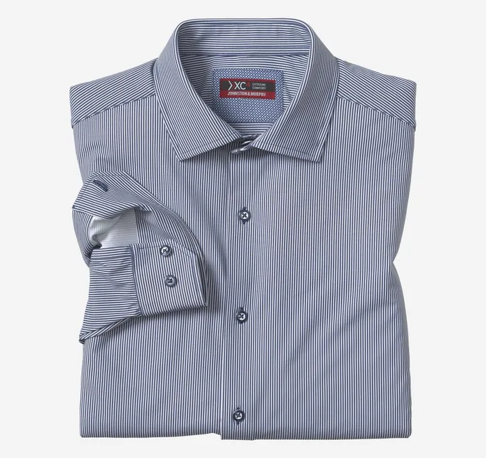 Men Xc4 LongSleeve Print Knit Shirt Navy Fine Stripe JohnstonandMurphy Shirts Men Xc4 LongSleeve Print Knit Shirt Navy Fine Stripe JohnstonandMurphy Shirts