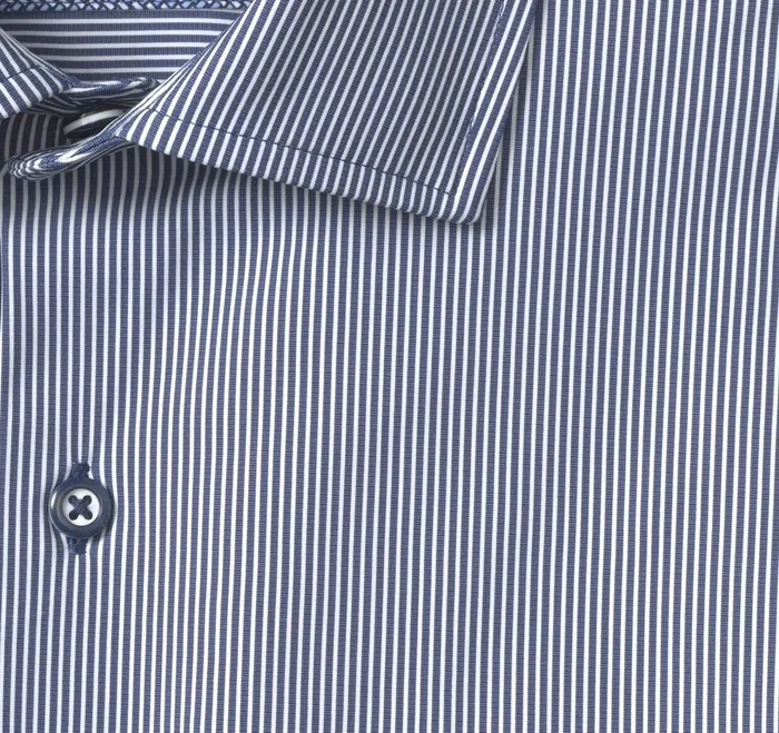 Men Xc4 LongSleeve Print Knit Shirt Navy Fine Stripe JohnstonandMurphy Shirts