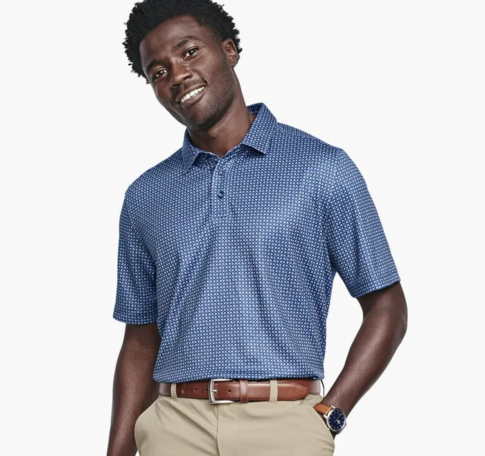 Men Xc4 Performance Polo Navy Geo JohnstonandMurphy Polos and Tees