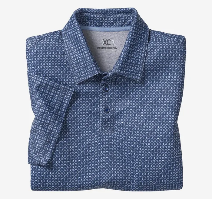 Men Xc4 Performance Polo Navy Geo JohnstonandMurphy Polos and Tees Men Xc4 Performance Polo Navy Geo JohnstonandMurphy Polos and Tees