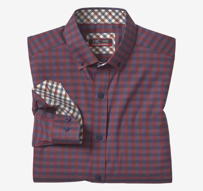 Men Xc4 Sport LongSleeve Shirt Red JohnstonandMurphy Shirts