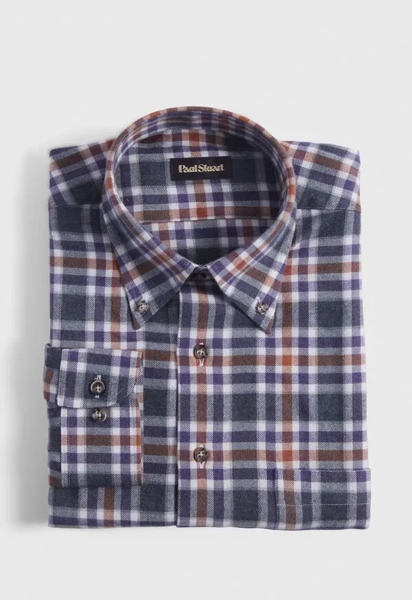 Mens Paulstuart Flannel Plaid Sport Shirt OrangePurple Sport Shirts