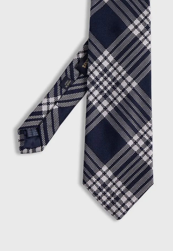 Mens Woven Silk Plaid Tie Black Ties Paulstuart