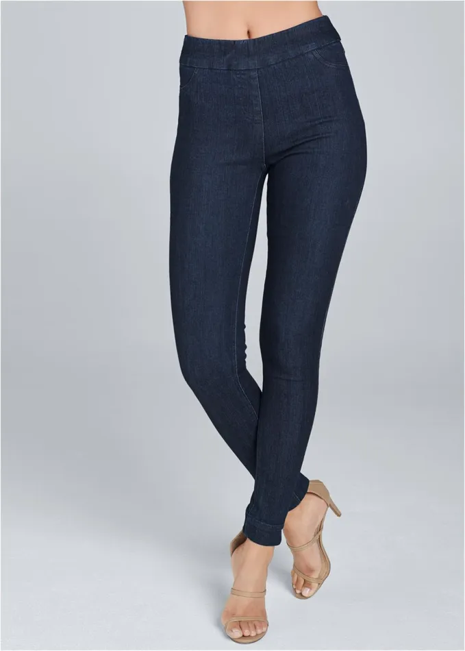 MID RISE SLIMMING STRETCH JEGGINGS Dark Wash Women VENUS Leggings