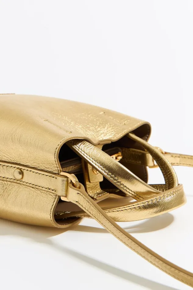 Mini Gold Leather Chihuahua Bag Gold Women Bimba Y Lola Crossbody Bags
