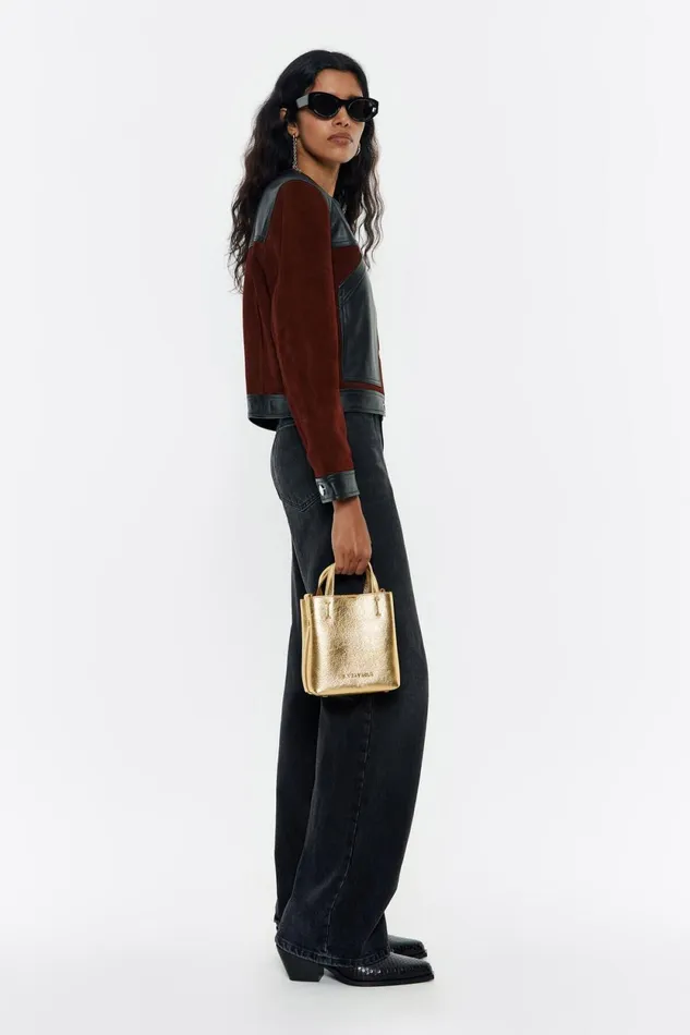 Mini Gold Leather Chihuahua Bag Gold Women Bimba Y Lola Crossbody Bags