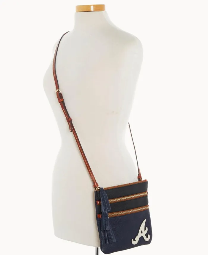 MLB Braves Triple Zip Crossbody Braves Woman Dooney and Bourke Crossbodies MLB Braves Triple Zip Crossbody Braves Woman Dooney and Bourke Crossbodies