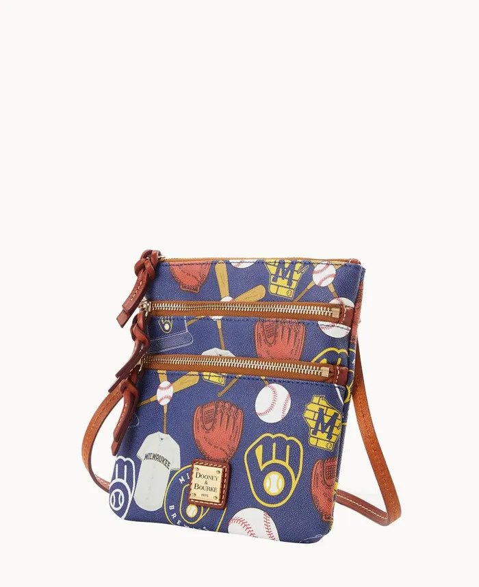 MLB Brewers N S Triple Zip Crossbody Brewers Woman Dooney and Bourke Crossbodies MLB Brewers N S Triple Zip Crossbody Brewers Woman Dooney and Bourke Crossbodies